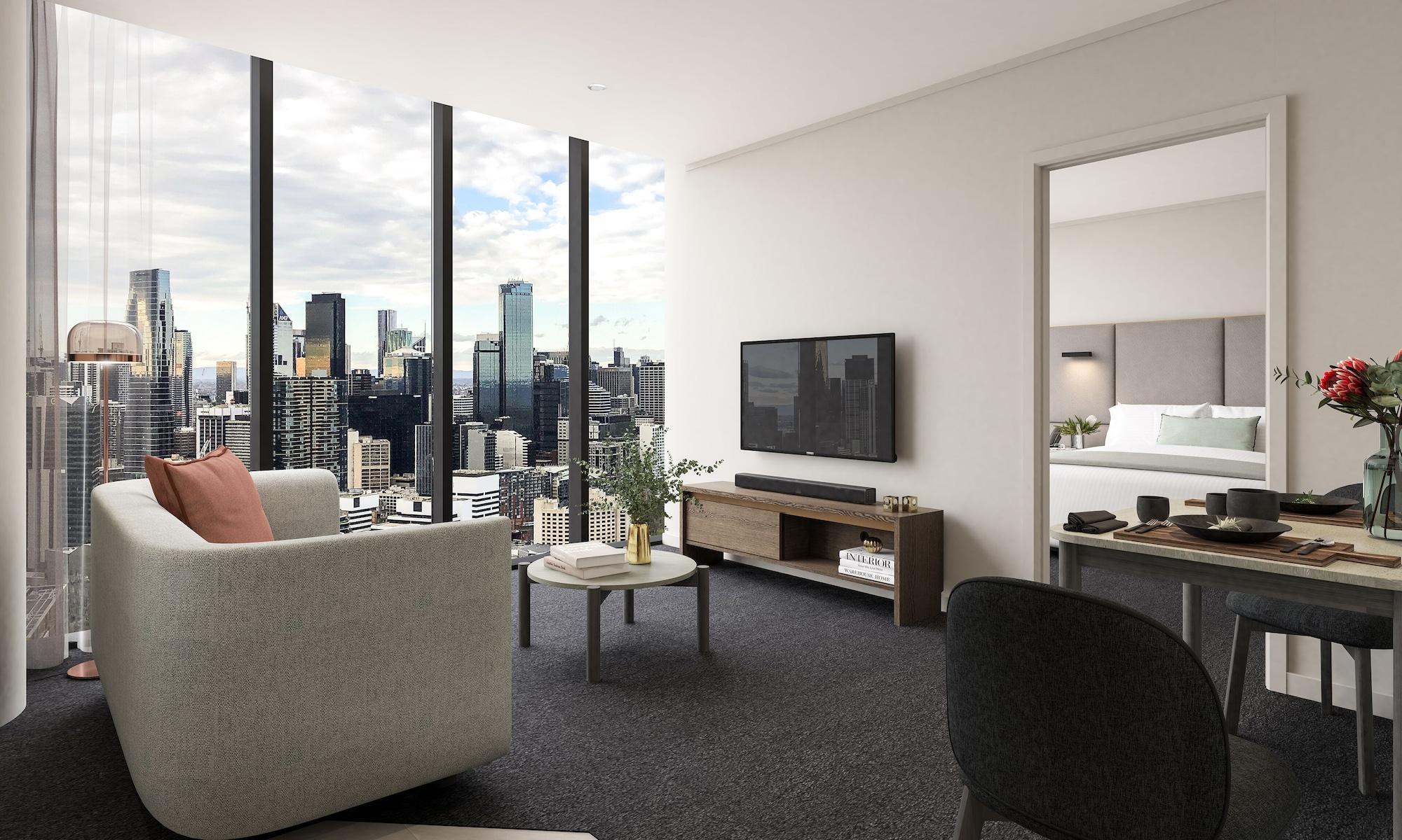 Oakwood Premier Melbourne Aparthotel Buitenkant foto The interior of a typical apartment